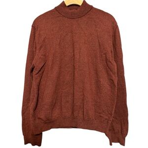 J Ashford Vintage Men’s Size XL Burnt Orange Merino Wool Knit Mock Neck Sweater